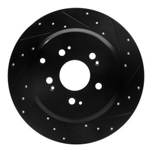 Acura MDX Brake Rotor (1) - Rear Right - R1 Concepts - Drilled & Slotted - Black - `07-`17